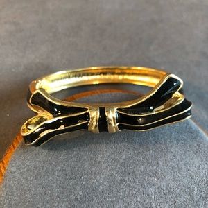 Black and gold enameled bow bracelet classy little black dress cocktail girly